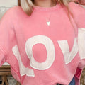 "LOVE" Three-dimensional Pattern Stitching Round Neck