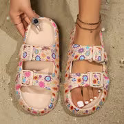 Casual Summer Slippers for Women Featuring a Floral Design, with a Single Strap., Women Shoes — view 8