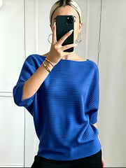 Women'S Elegant Off-Shoulder Solid Batwing Short-Sleeve Sweater, Soft Half-Sleeve Top for Daily Casual And Party — view 10