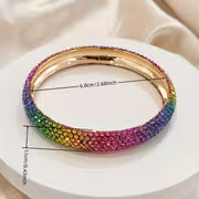 3pcs Women's Bracelet Set, Fashion High-end Metal Inlaid Rhinestone Large and Small Bracelets Suitable for Daily — view 7